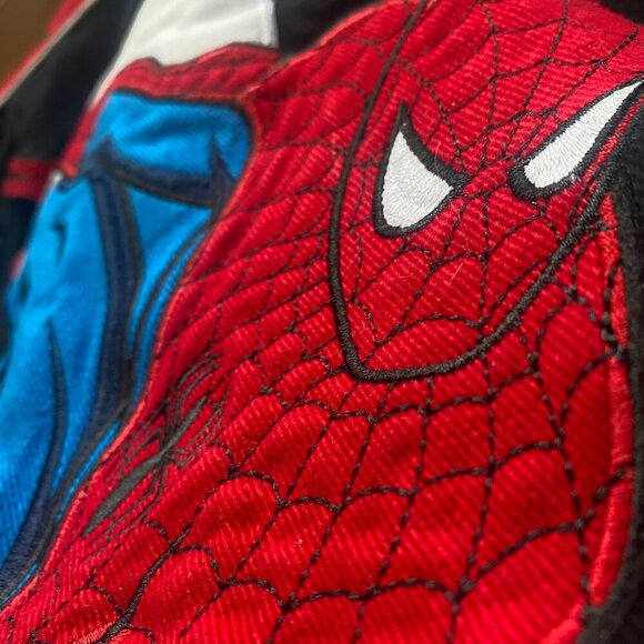 Vintage Marvel Spider Man Jacket Big Boy Medium Embroidered Racing Spider Sense - Picture 9 of 11